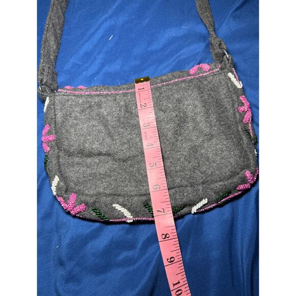 Womens vintage 100% wool beaded mini purse regency fairy evening bohemian - Picture 7 of 7